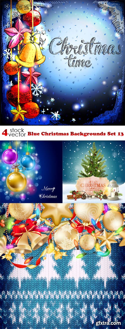 Vectors - Blue Christmas Backgrounds Set 13