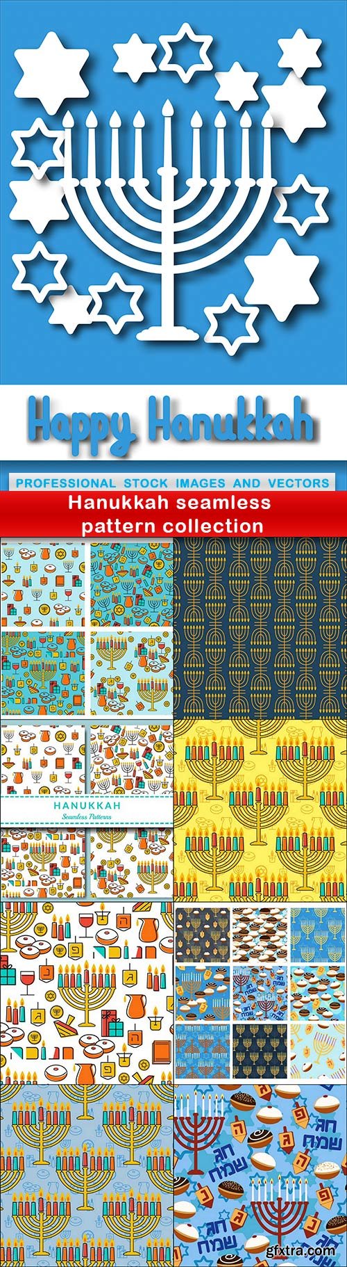Hanukkah seamless pattern collection - 9 EPS