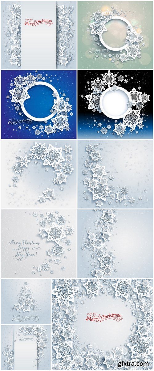 Winter Background with Snowflakes - 11 EPS Vector Stock