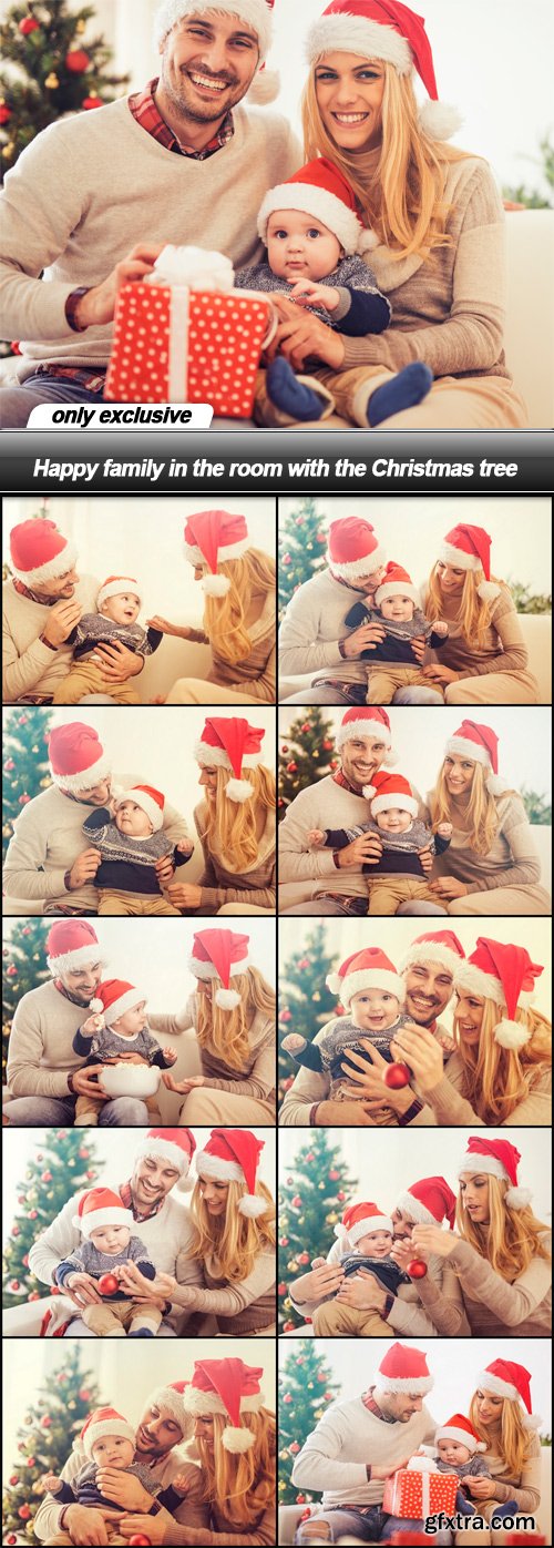 Happy family in the room with the Christmas tree - 11 UHQ JPEG