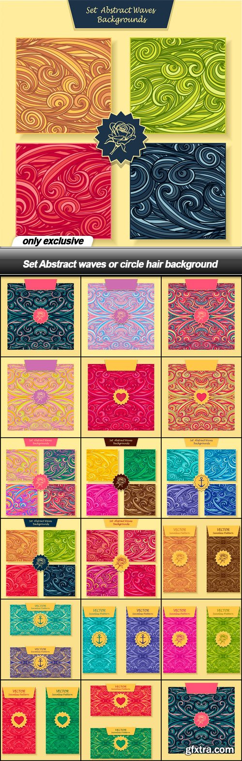 Set Abstract waves or circle hair background - 17 EPS
