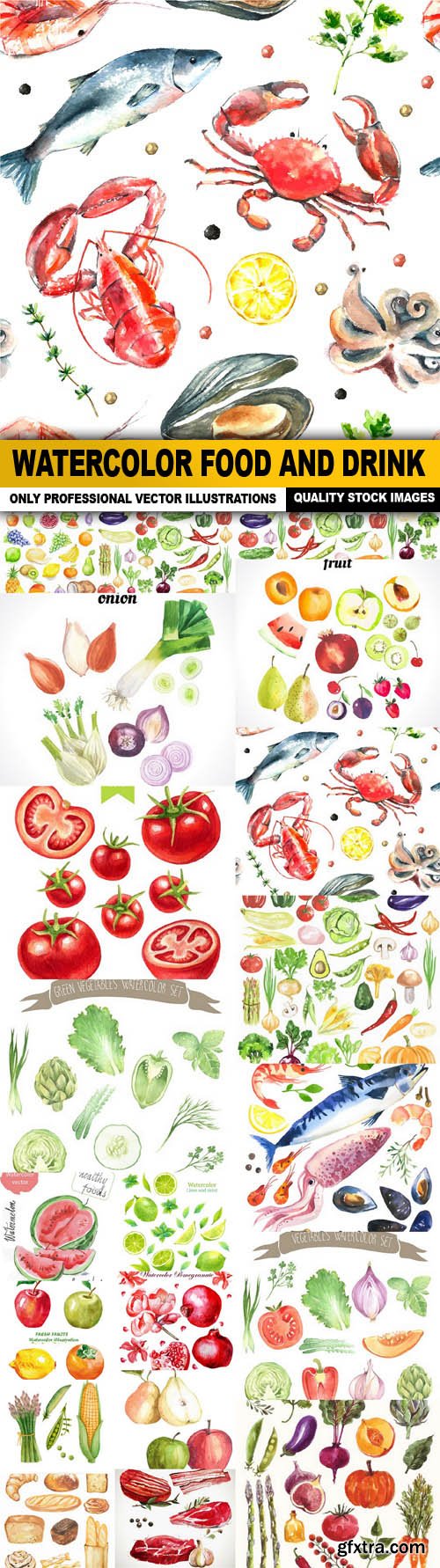 Watercolor Food And Drink - 20 Vector