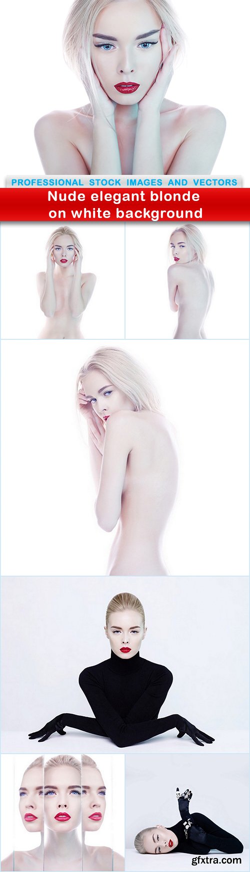 Nude elegant blonde on white background - 7 UHQ JPEG