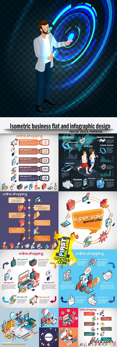 Isometric business flat and infographic design