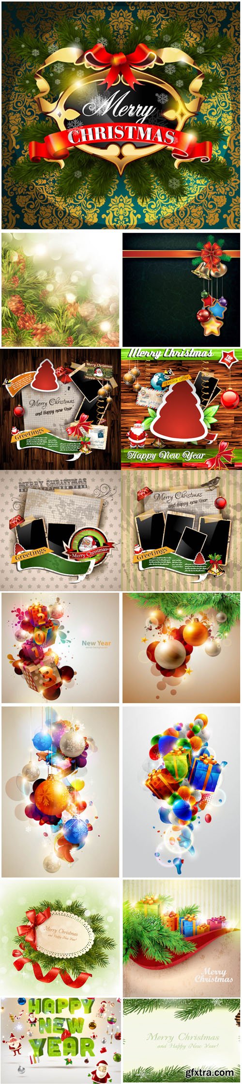 Merry Christmas & New Year 2017 Compositions Vector