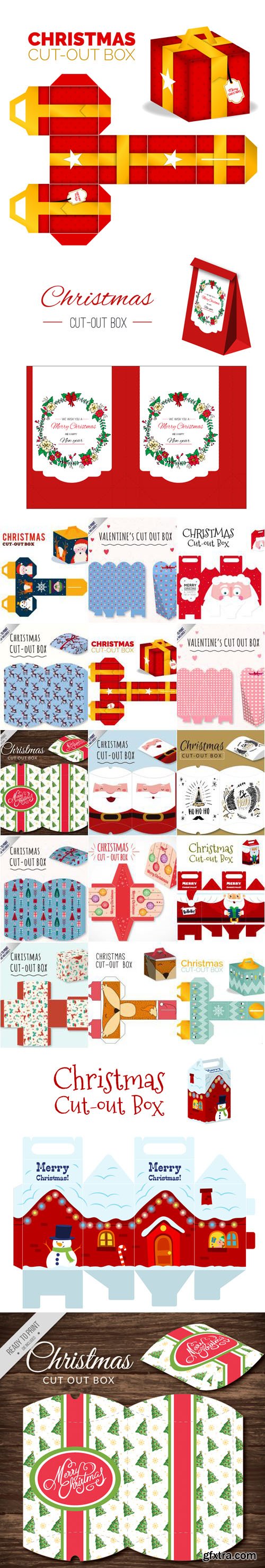 32 Christmas Cut-Out Box Vector Templates