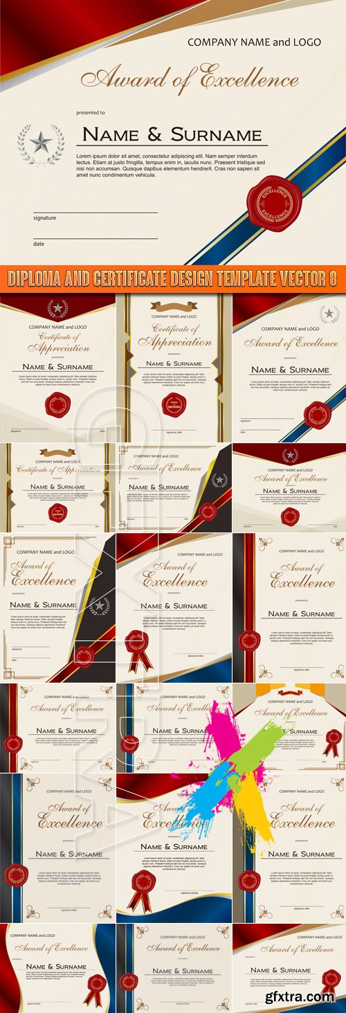 Diploma and certificate design template vector 8