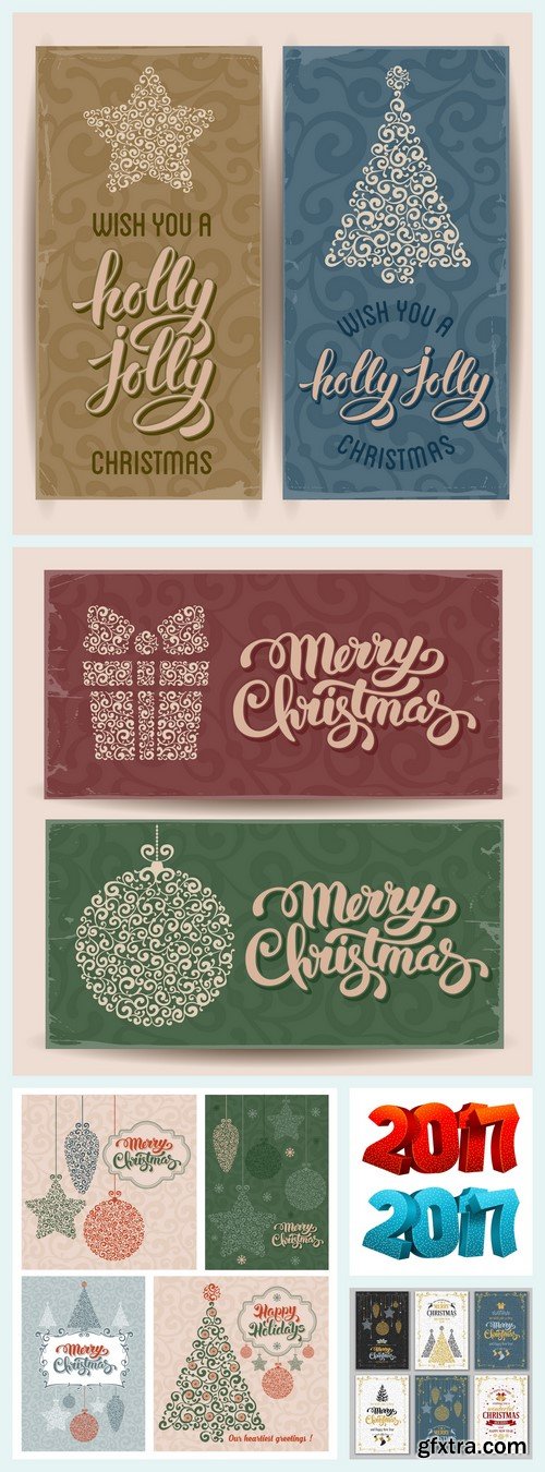 Christmas cards set 5X EPS