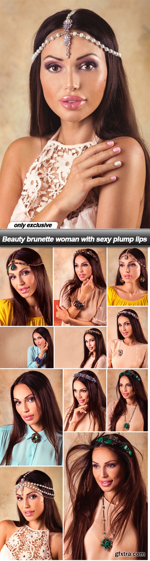 Beauty brunette woman with sexy plump lips - 12 UHQ JPEG