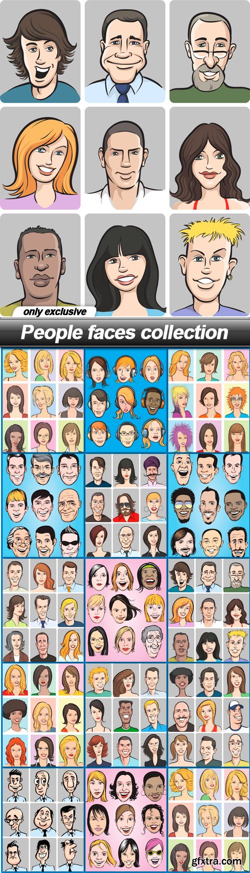 People faces collection - 14 EPS
