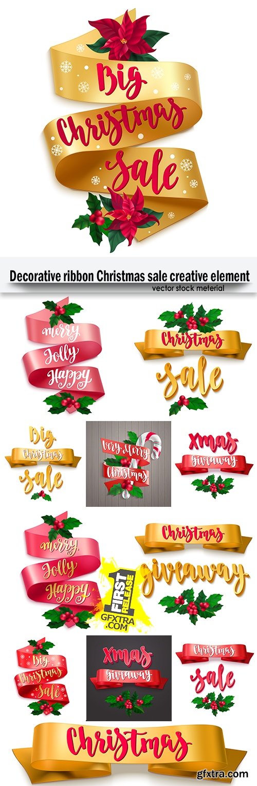 Decorative ribbon Christmas sale creative element