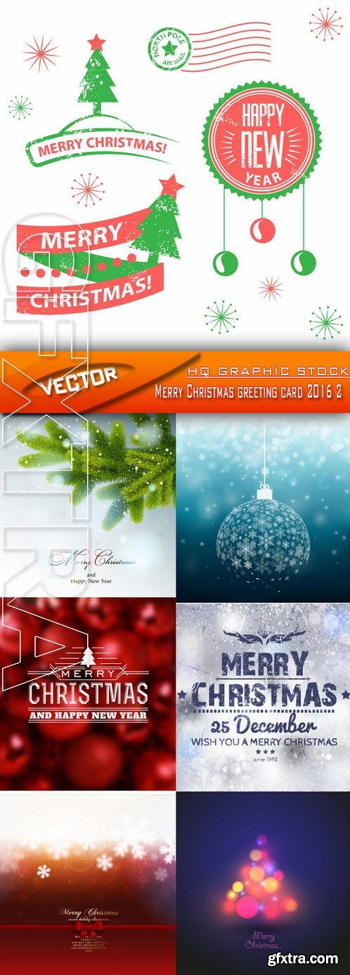 Stock Vector - Merry Christmas greeting card 2016 2