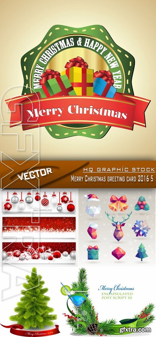 Stock Vector - Merry Christmas greeting card 2016 5
