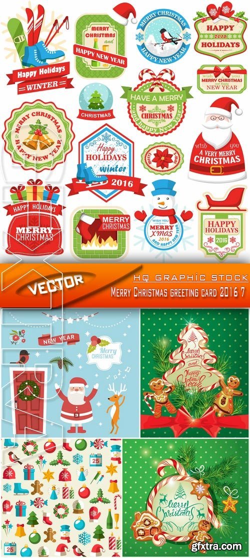 Stock Vector - Merry Christmas greeting card 2016 7