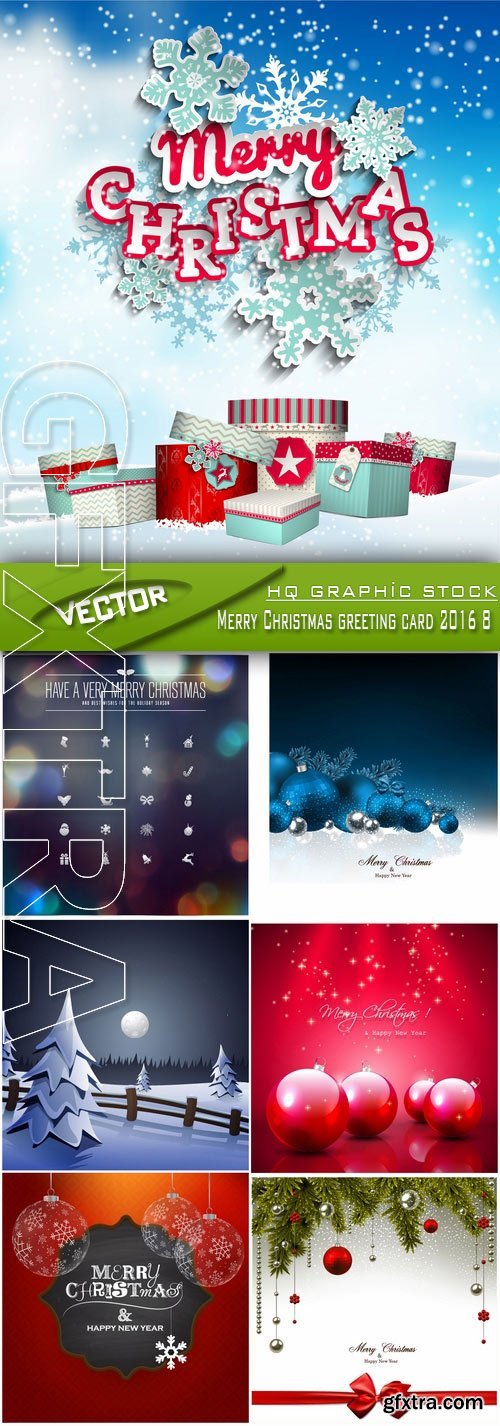 Stock Vector - Merry Christmas greeting card 2016 8