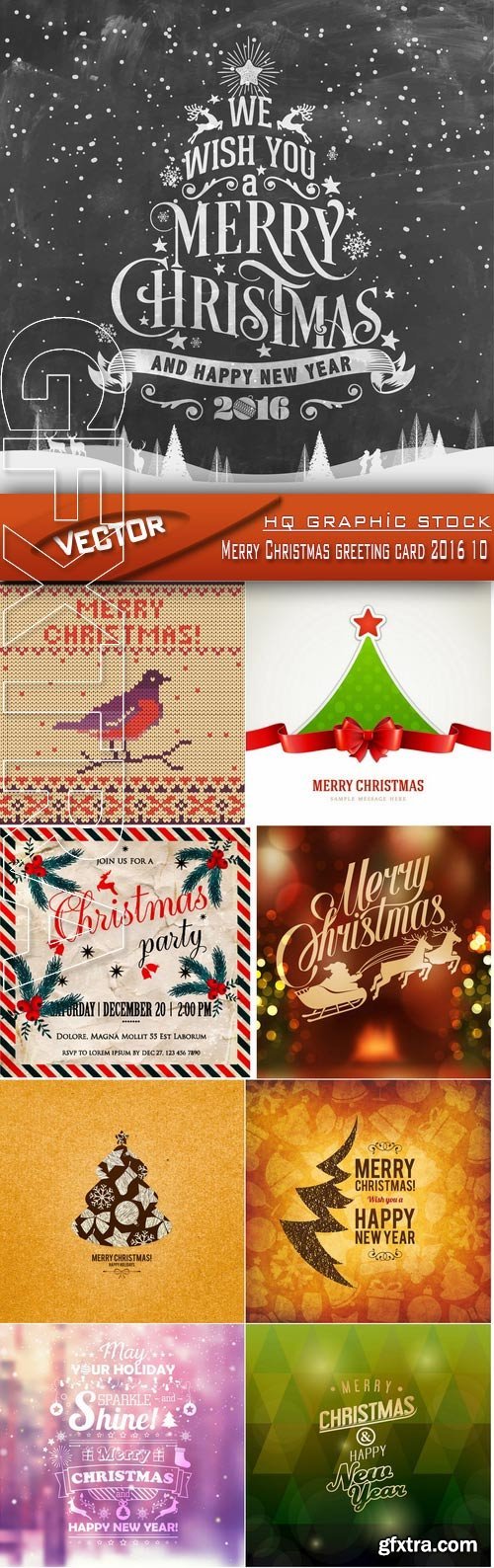 Stock Vector - Merry Christmas greeting card 2016 10