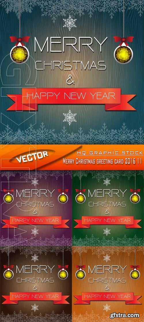 Stock Vector - Merry Christmas greeting card 2016 11