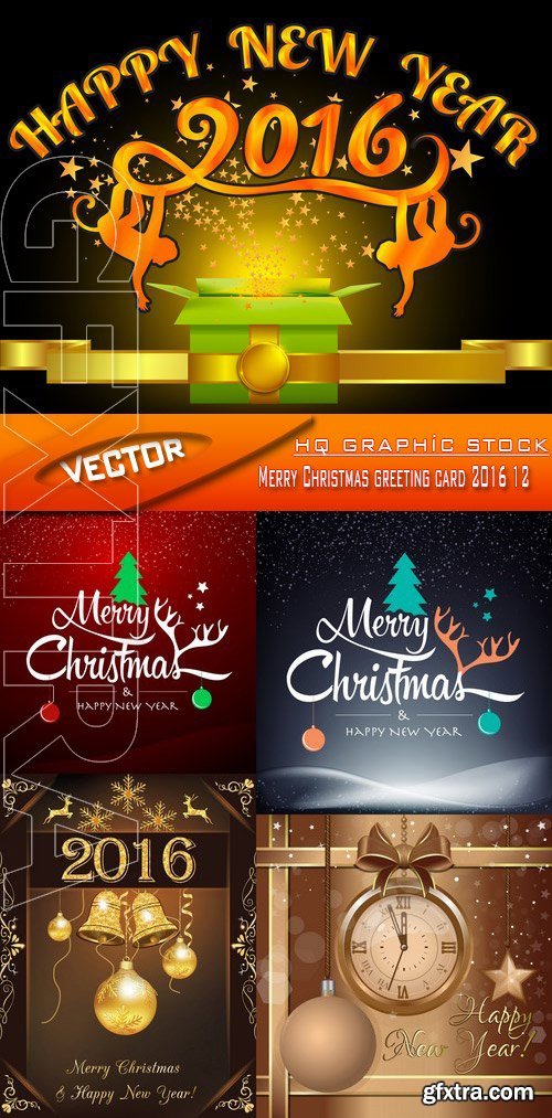 Stock Vector - Merry Christmas greeting card 2016 12