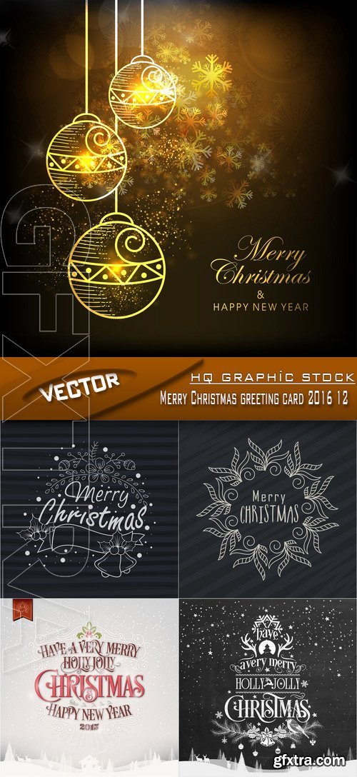 Stock Vector - Merry Christmas greeting card 2016 12