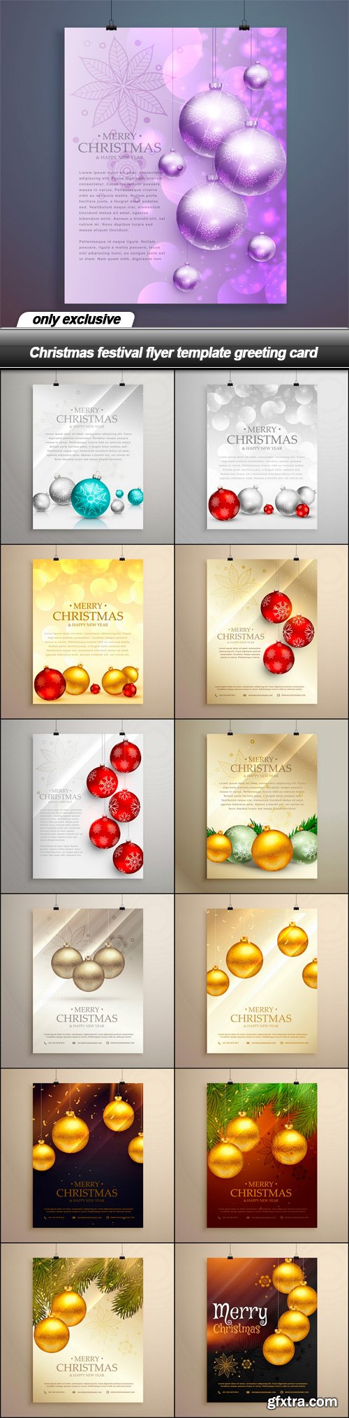 Christmas festival flyer template greeting card - 13 EPS