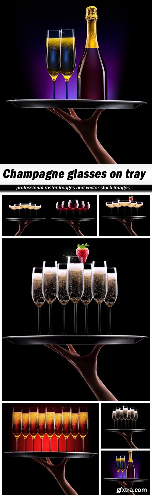 Champagne glasses on tray - 6 UHQ JPEG