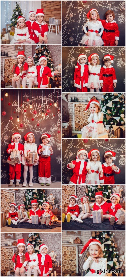 Children Dressed as Santa Claus - 11 UHQ JPEG Stock Images