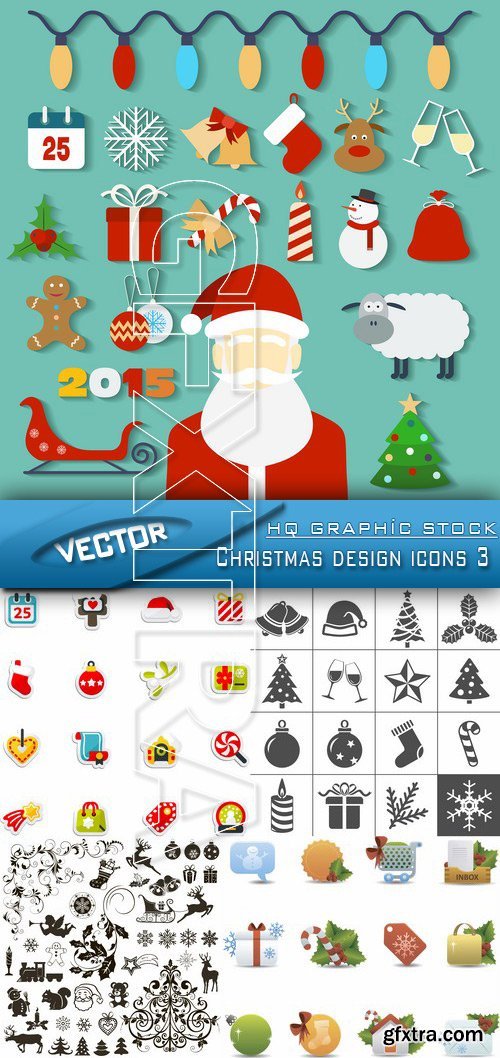 Stock Vector - Christmas design icons 3