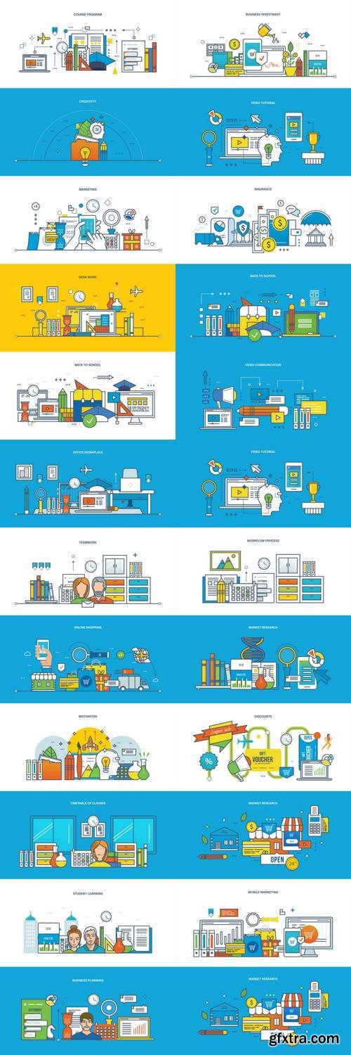 Business and Technology Flat Icons