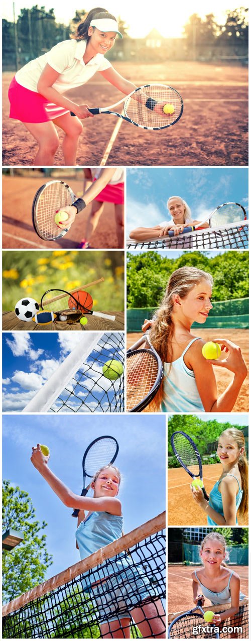 Young sports girl playing tennis
