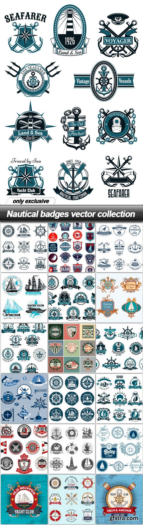 Nautical badges vector collection - 19 EPS