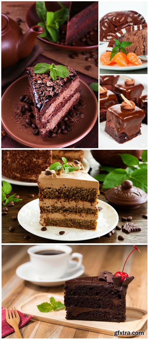 Delicious cakes, chocolate sweets dessert