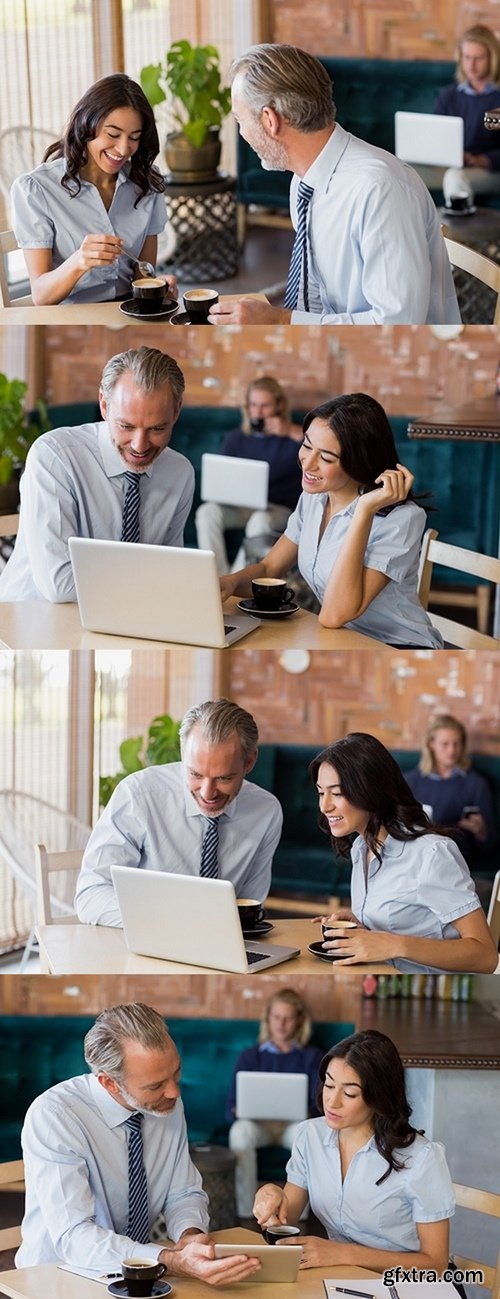 Man and woman using a digital tablet during meeting