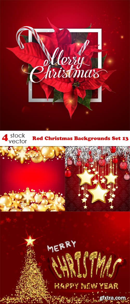 Vectors - Red Christmas Backgrounds Set 13