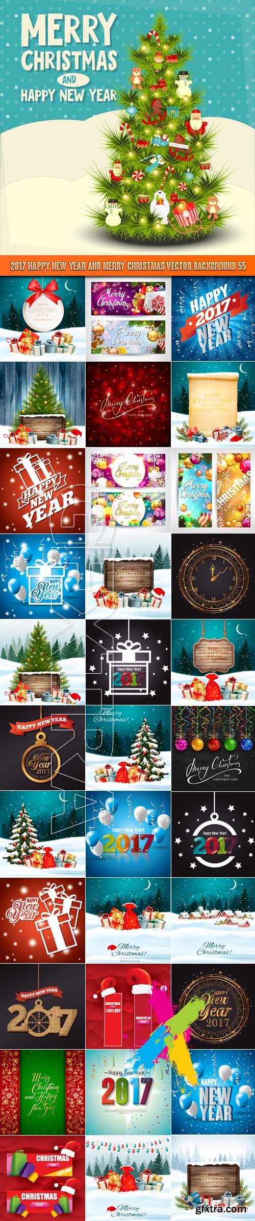 2017 Happy New Year and Merry Christmas vector background 55