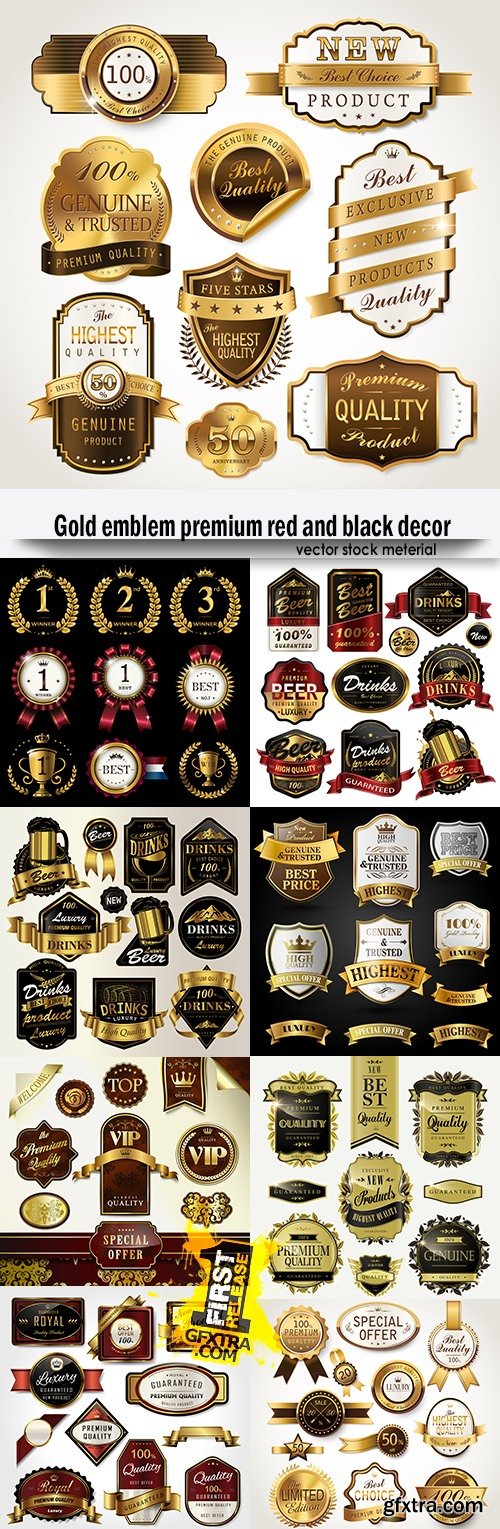 Gold emblem premium red and black decor