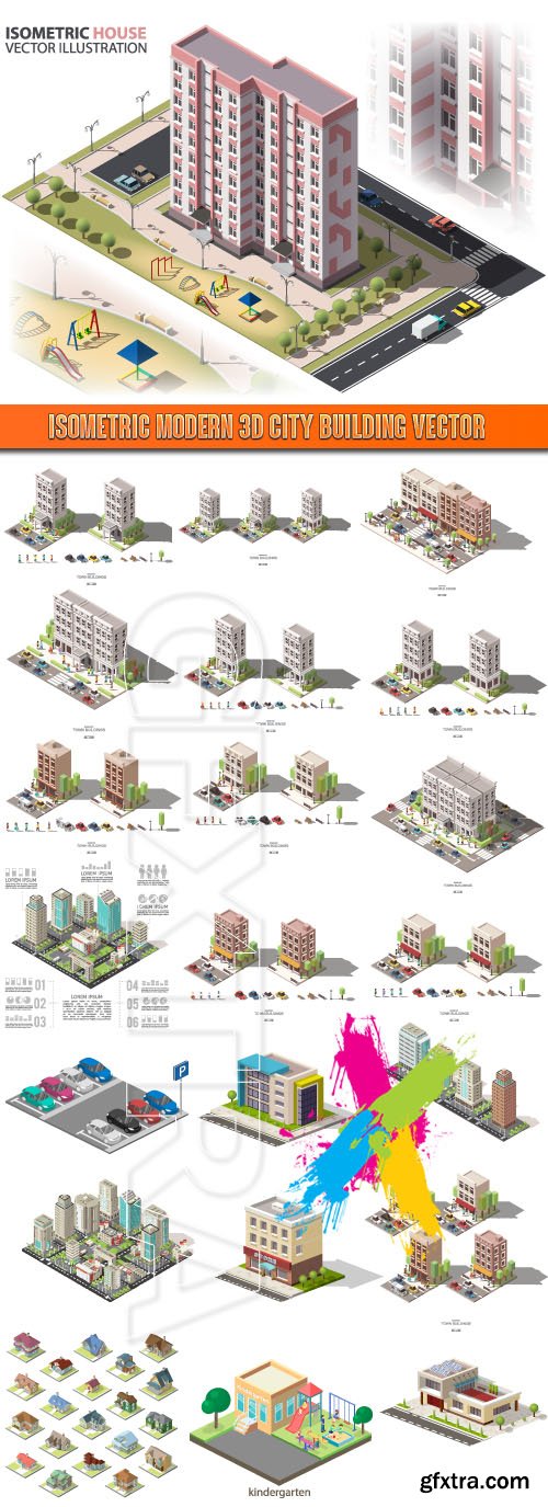 Isometric modern 3D city building vector