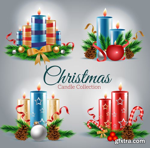 8 Christmas Candles in Vector (AI/EPS)