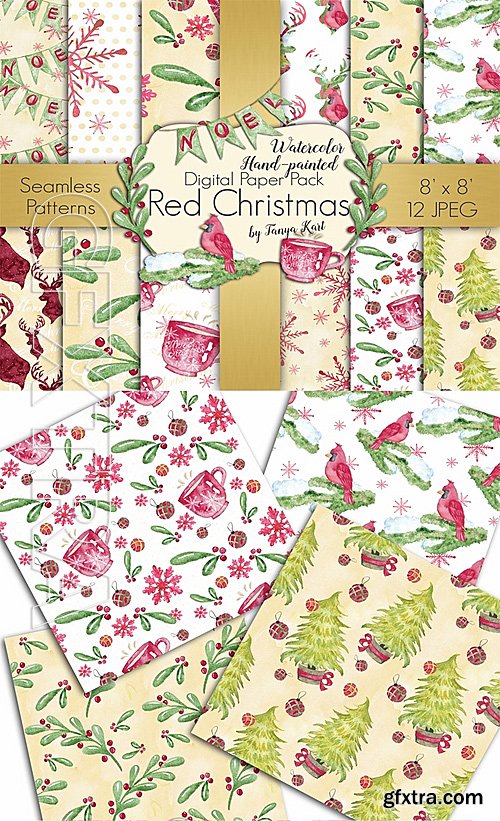 Red Christmas Seamless Patterns