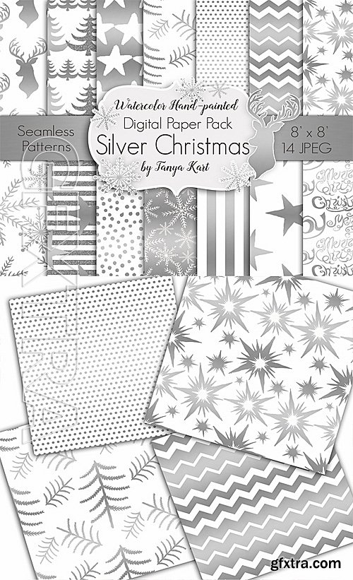 Silver Christmas Seamless Patterns