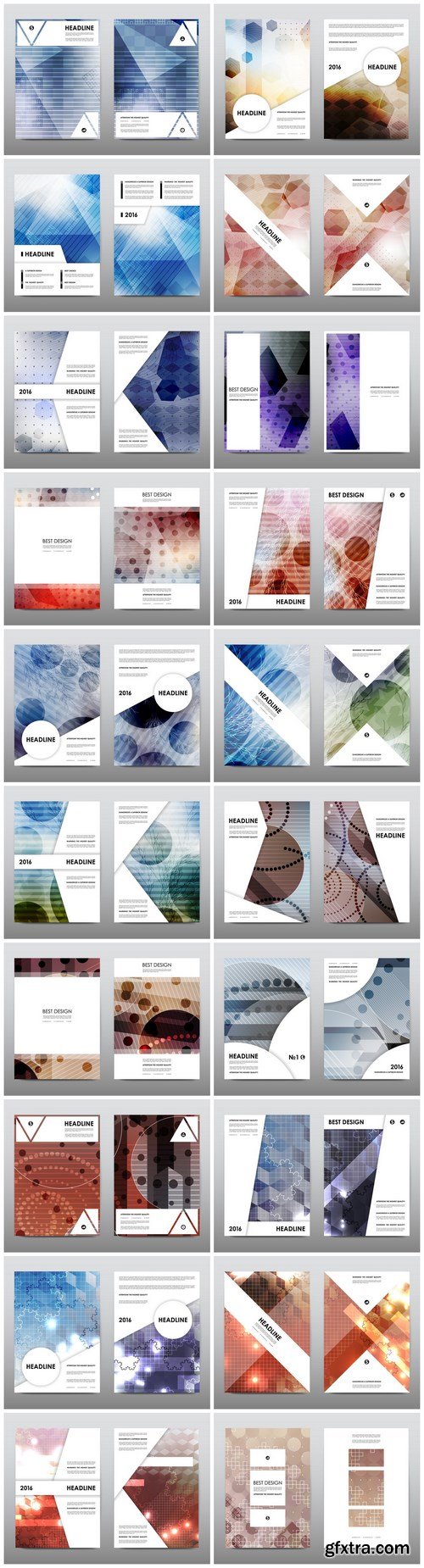 Magazine booklet cover, brochure layout template & abstract flyer design 2 - 20xEPS Vector Stock