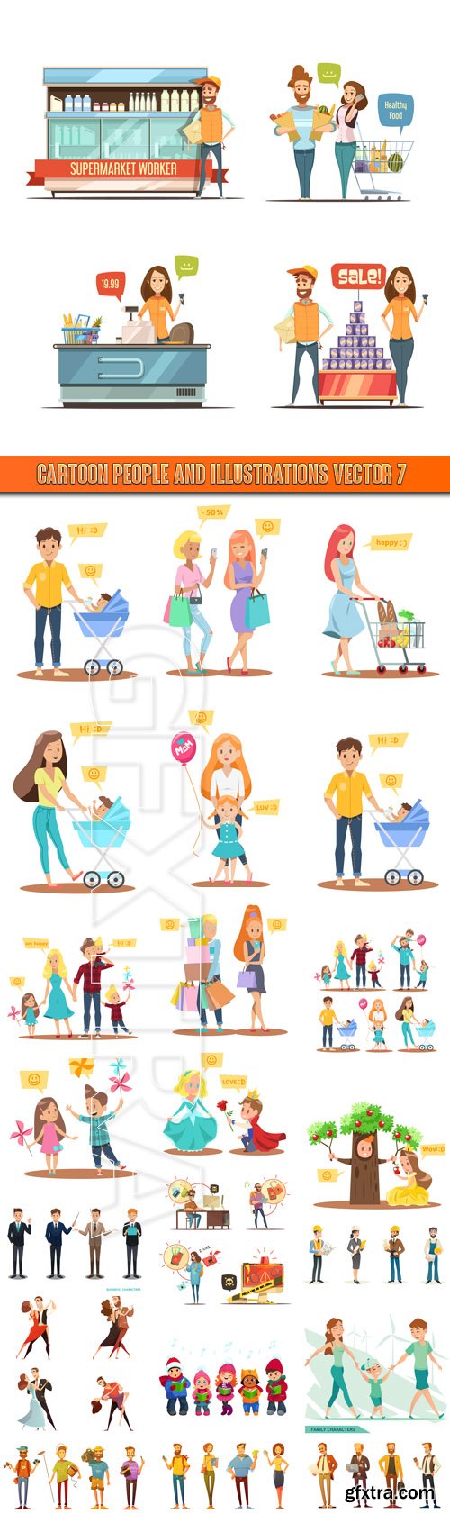 Cartoon people and Illustrations vector 7