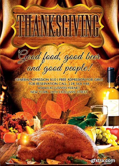Thanksgiving Evening V17 Premium Flyer Template + Facebook Cover