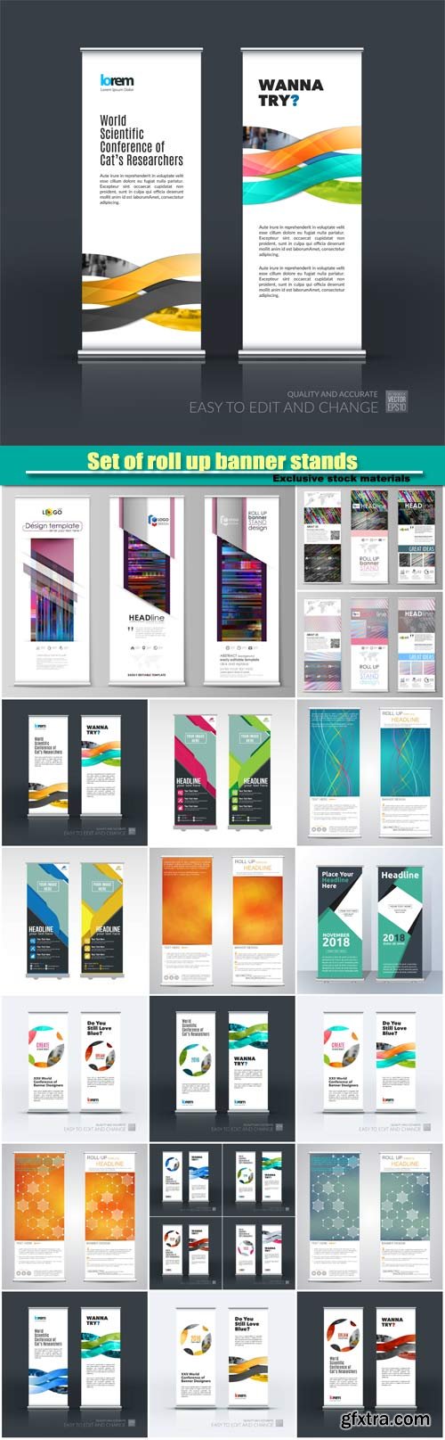 Set of roll up banner stands, abstract business vector