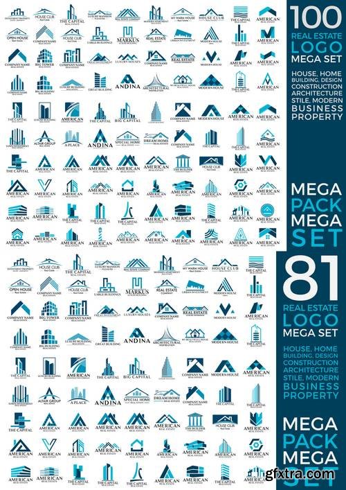 Mega Set and Big Group, Real Estate, Building and Construction Logo Vector Design 2