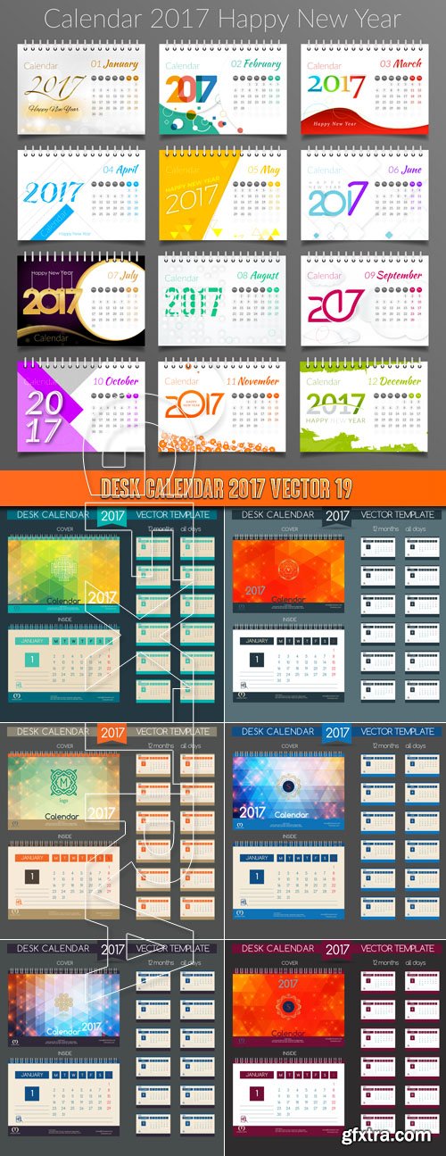Desk Calendar 2017 vector 19