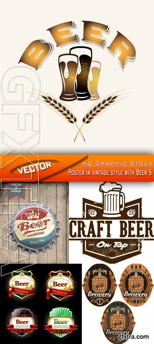 Stock Vector - Poster in vintage style with Beer 5