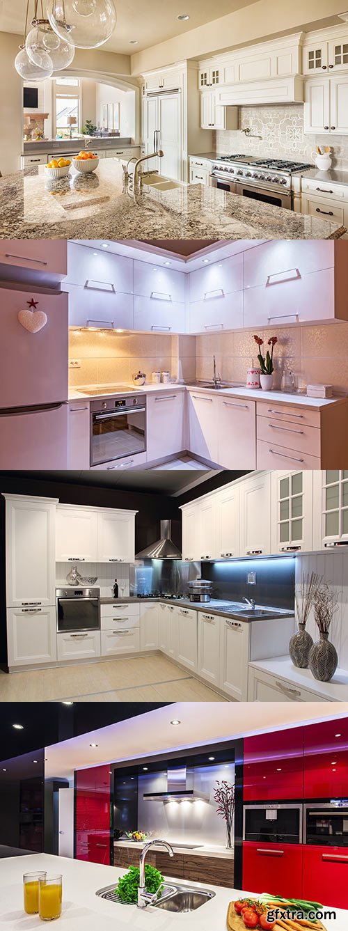 Kitchen interior raster graphics