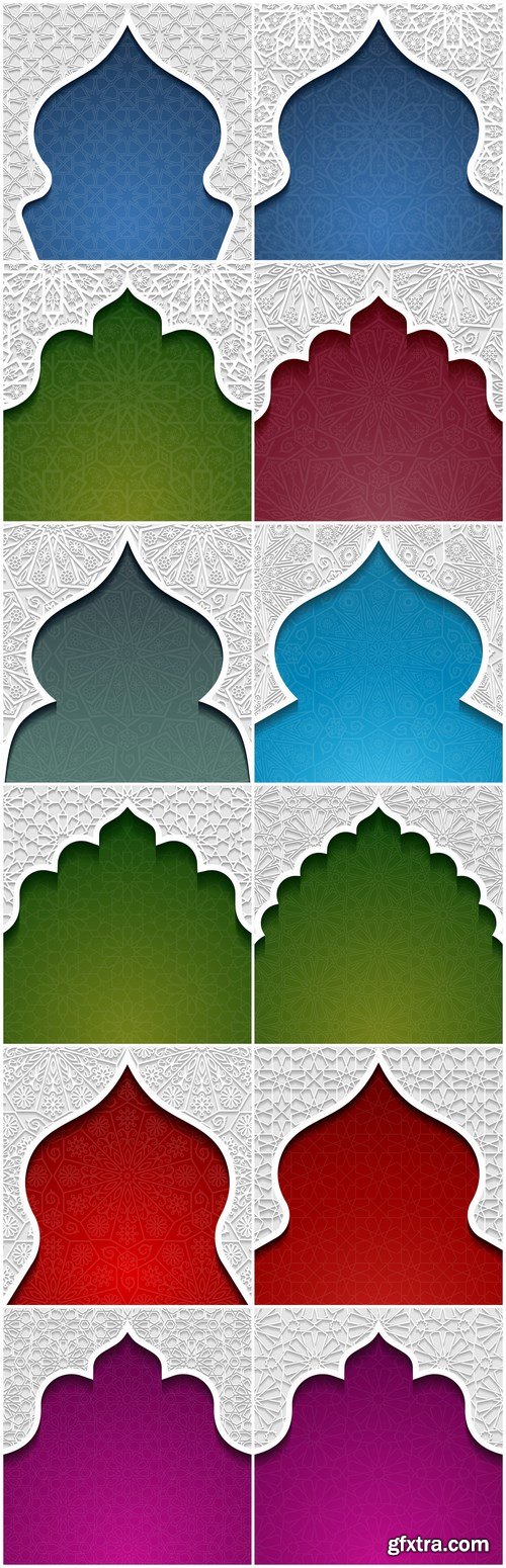 Multicolored arab background with ornament - 12xEPS