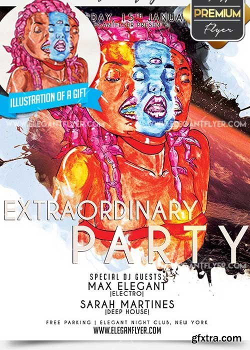 Extraordinary Party V9 Flyer PSD Template + Facebook Cover