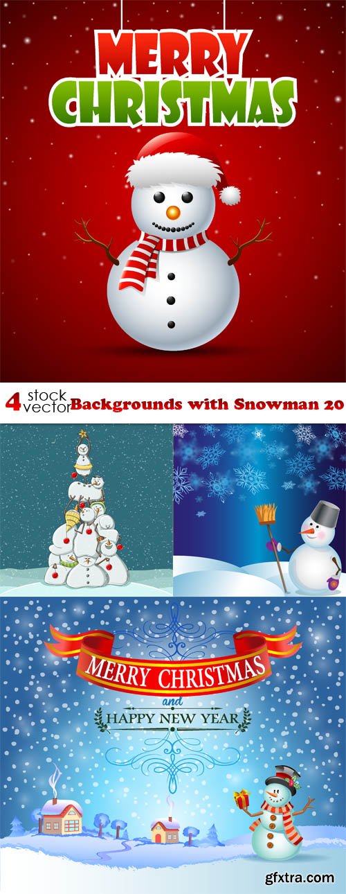 Vectors - Backgrounds with Snowman 20
